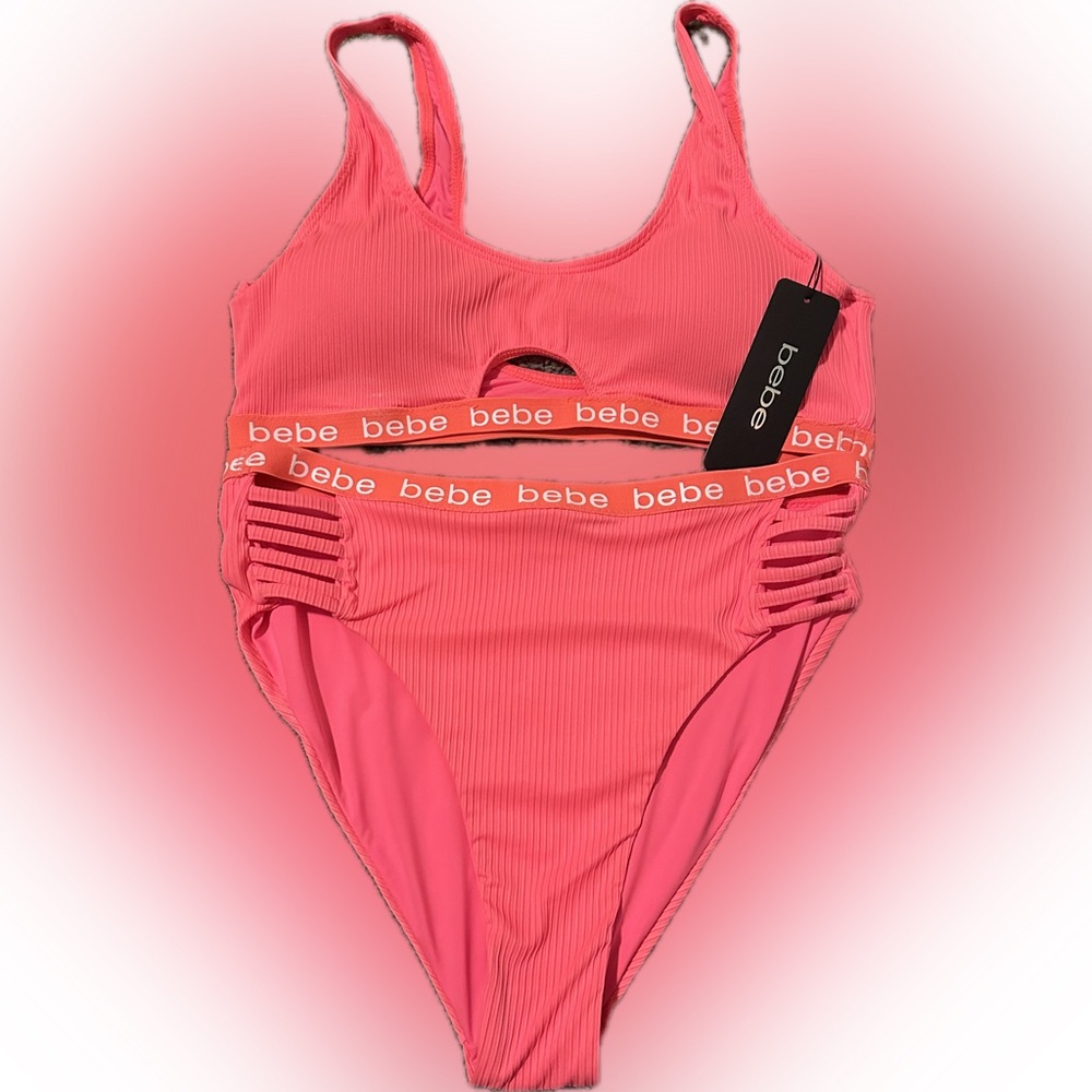 Bebe Two-Piece High Waisted Swim Suit Bikini